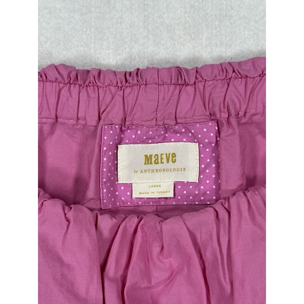 Maeve by Anthropologie Strapless Cotton Poplin Bubble Top Pink Rose Size Large - Picture 4 of 9